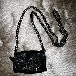 Stella McCartney Micro Falabella Crossbody Black Faux Leather Shaggy Deer